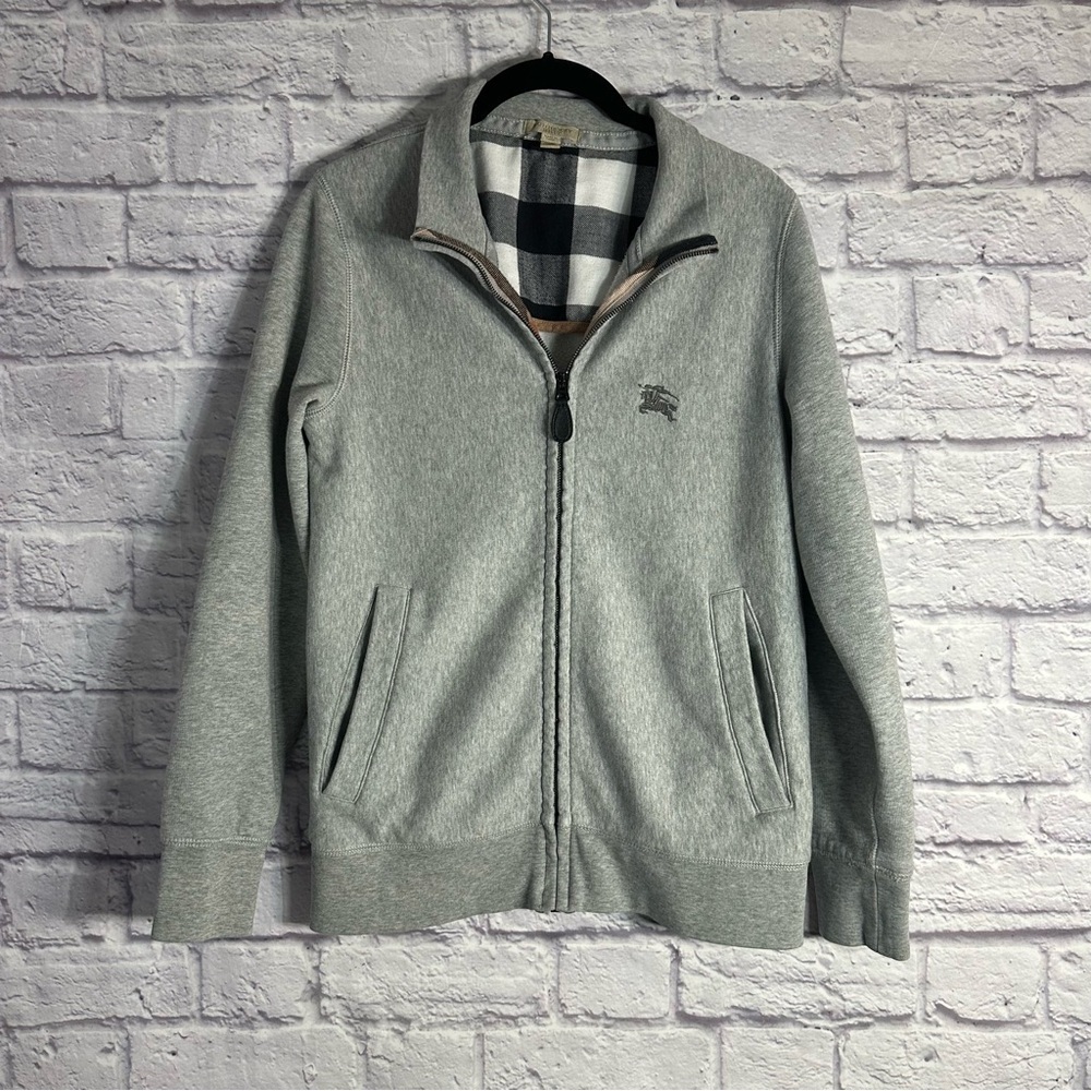 Burberry authentic men’s zip down sweater Gray